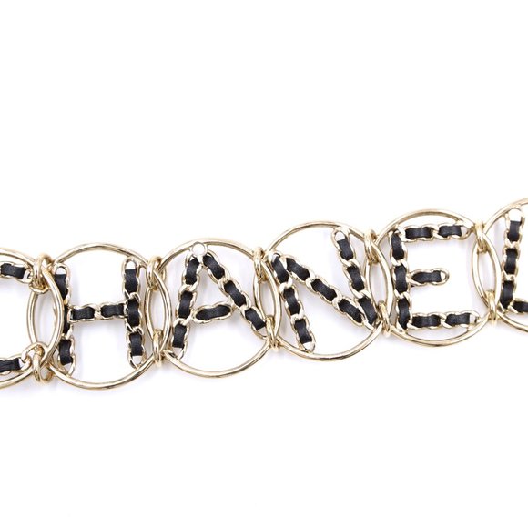 Xxl Cc Logo Spelled Out Gold Choker Necklace - Picture 6 of 8